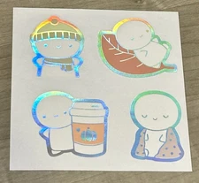 NEW The Coffee Monsterz Co. Autumn Fall Sticker Seals w/ Holo Foil TCMC Stickers