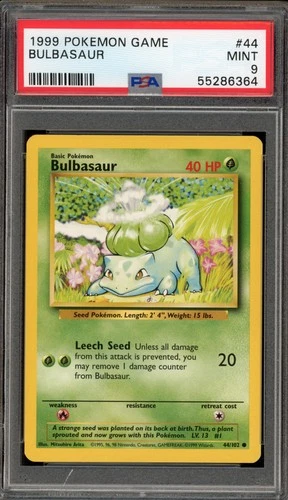 Pokemon Bulbasaur Base Set Unlimited #44 PSA 9 Mint