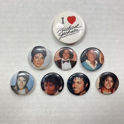 Michael Jackson Pin Lot Vintage Badge Set Of 8 Rare Pop Icon Pinbacks