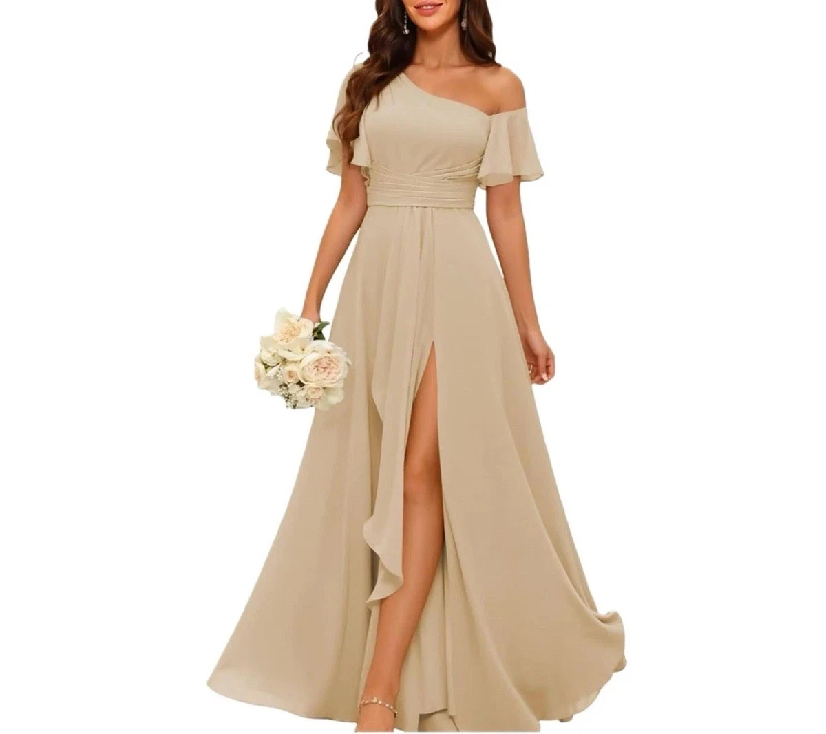 dessy oyster bridesmaid dresses Twist Back Satin Bridesmaid Dress main image 1