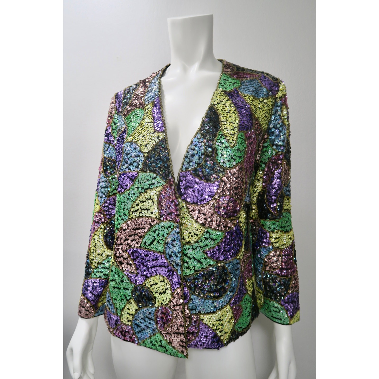 Vintage Laura's Patchwork Sequin Jacket Size Medi… - image 2