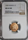NGC MS-62 RB 1909 Indian Head Cent, Fiery, 80%+ Original Red specimen.