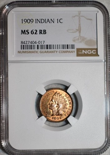 NGC MS-62 RB 1909 Indian Head Cent, Fiery, 80%+ Original Red specimen.