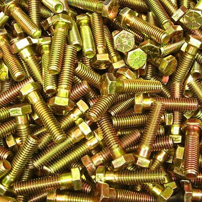 (100) 3/8''-16 X 1-1/2'' Grade 8 Hex Head Cap Screw Bolt Yellow Zinc Plated Coarse
