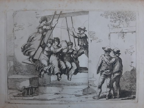"La Canofiena in Roma" Altalena Bambini Lazio B.Pinelli acquaforte 1809. - Imagen 1 de 2