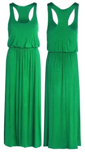 Womens Maxi Dress Ladies Puffball Baloon Toga Racer Back Vest maxi Long Dress - Picture 14 of 15