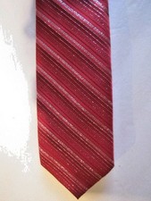  32 STAFFORD Red  Metallic Striped Holiday Tie NWT