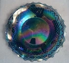 Vintage Indiana Glass Co. Peacock Blue 10" Carnival Glass Plate