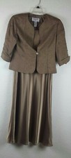 Jessica Howard Petite Womens 2Pce Dress Jacket Set Sz 10P Gray Long Lined Formal