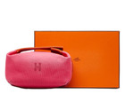 Pink Orange Canvas Bag Used Hermes Bride-a-Brac Pm Handbag Pouch Hibiscus