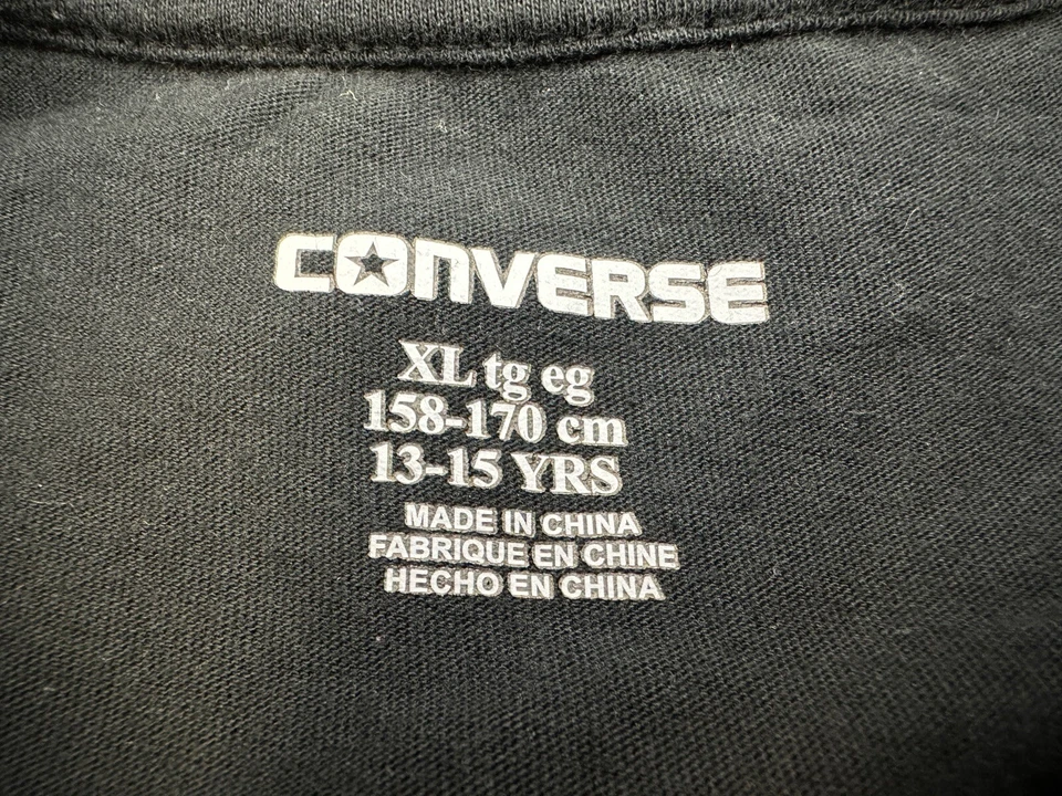 Converse Girls Big Logo Black Cap Sleeve Shirt Size XL (13-15 Yr)  - Image 3 of 4