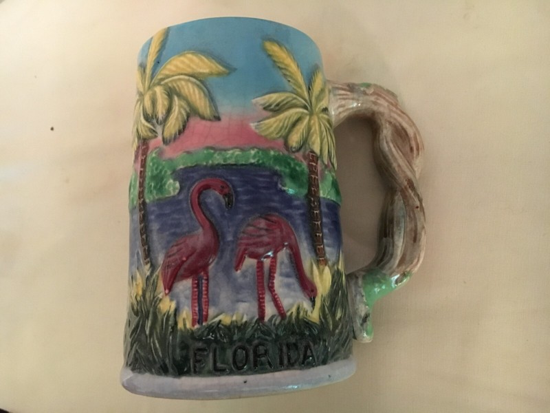 Flamingo Decorative Coffee Tea Mug Stein FLORIDA Palm tree is handle