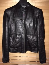 Zadig Voltaire Black Leather Jacket, Women Uk 10, Men Xs