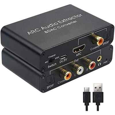 DAC Converter Audio Extractor COAXIAL Optical ARC to Coaxial Spdif L/R RCA 3.5mm