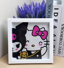HELLO KITTY W/DOG DIAMOND PAINTING  WITH FRAME COMPLETE KIT 