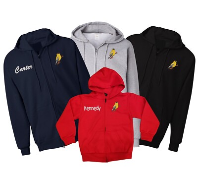 Goldfinch bird embroidered zipper hoodie for men & kids, Unisex zipper hoodie