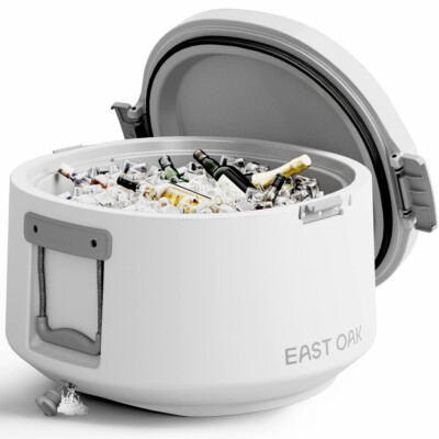 25 QT Round Ice Chest with Drain Plug Insulated Portable Outdoor Cooler