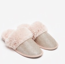 Express Sparkly Faux Fur Slipper Size Medium 7 - 8