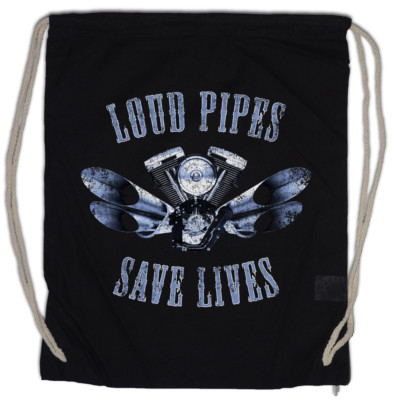LOUD PIPES SAVE LIVES Turnbeutel Live To Ride Biker SAMCRO Rocker Club SOA