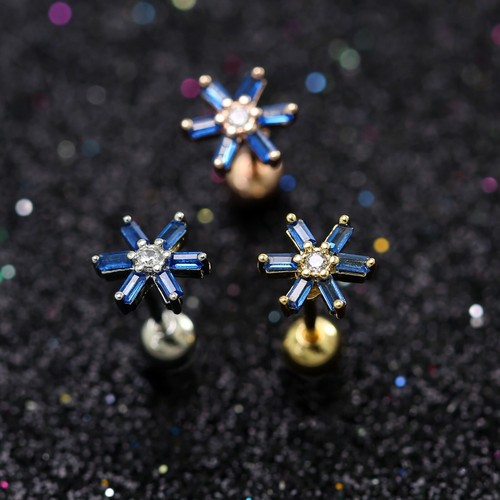 Color Gem Helix Conch Ear Climber Cartilage Ring Ball Bar Stud Piercing Earring - Picture 22 of 157
