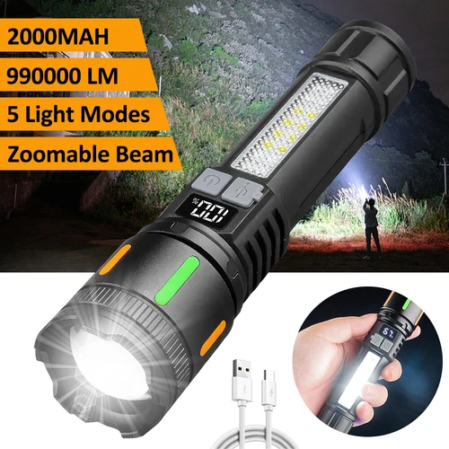 LED Taschenlampe Extrem Hell 80000 Lumen Aufladbar USB Taschenlampen - Bild 1 von 13