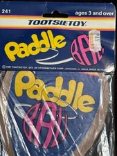 Collectible VTG. 1987 Paddle ball classic kids toy Tootsie Toy red rubber ball