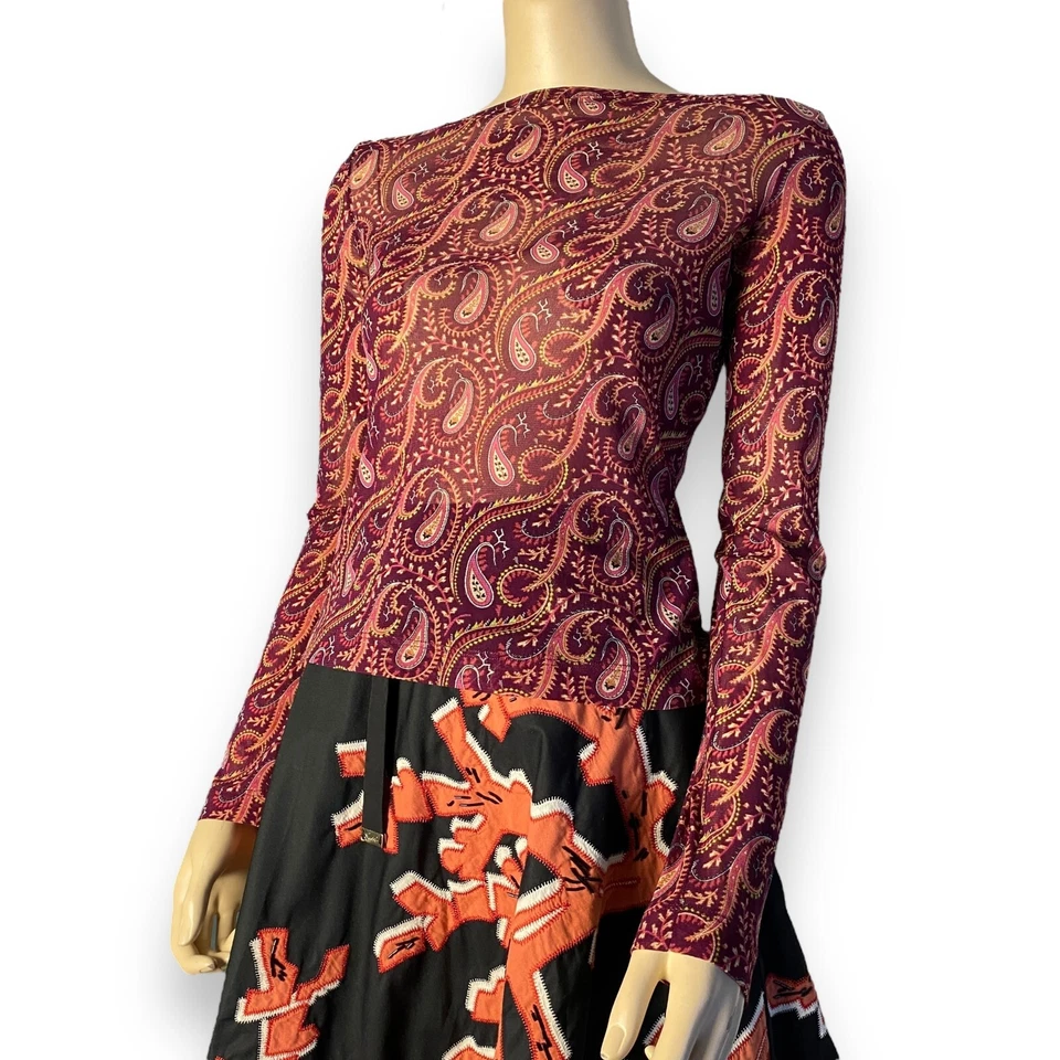 Camiseta manga larga rara Just Cavalli Vintage 2001 Y2K malla cachemira talla L-M Foto 3 de 4