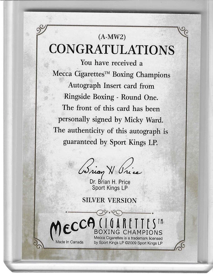 2010 Sports Kings Round One Boxing Autograph #A-MW2 Micky Ward Silver  - Image 2 of 2