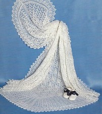Baby Vintage Heirloom Lace Shawl Knitting Pattern 3ply 50x50"   327