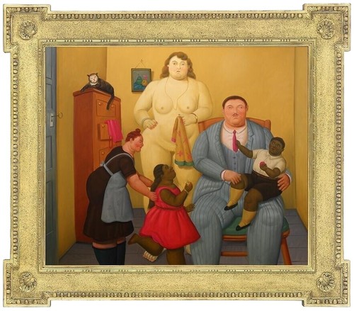 Tableau Huile Sur Toile Style Fernando Botero Signé - Encadré - Année 1932