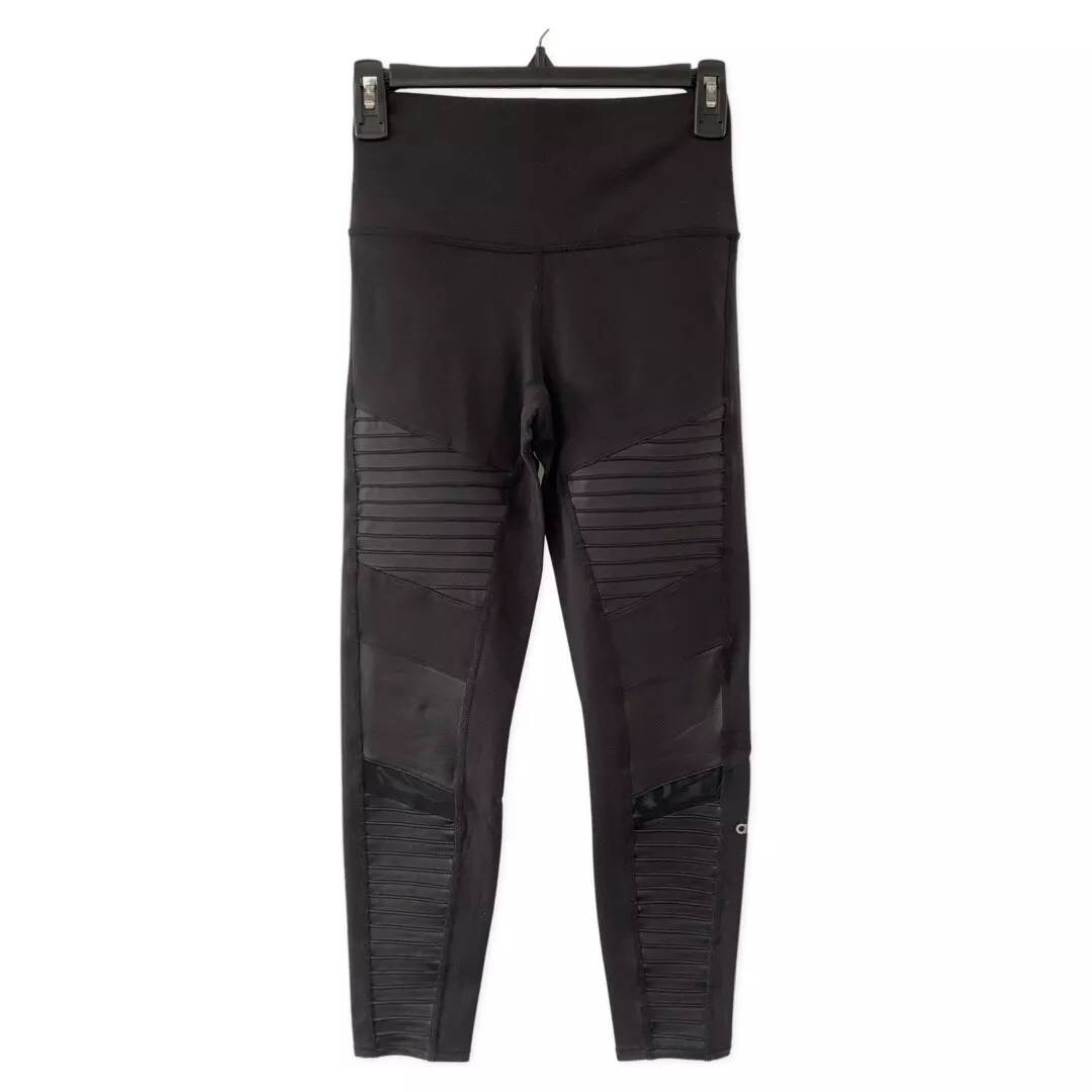 ALO Yoga Moto Black Mesh Detail Leggings S ($114)