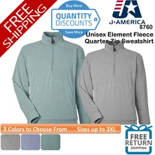 🔥 J. America Unisex Element Fleece Quarter-Zip Sweatshirt Up To 3XL 8760