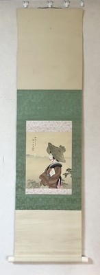 Japanese hanging scroll, Japanese painting Portraits of beautiful
