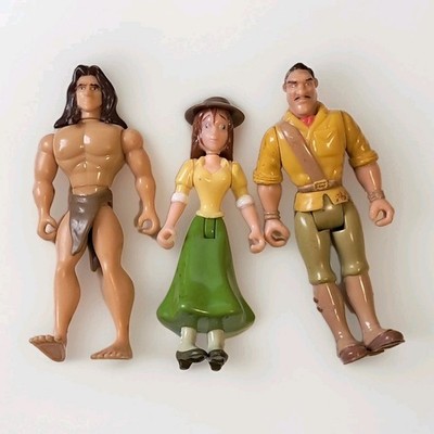 Lot x3 Action Figures Tarzan Jane Porter Clyton Disney Heroes Famosa Spain 2004
