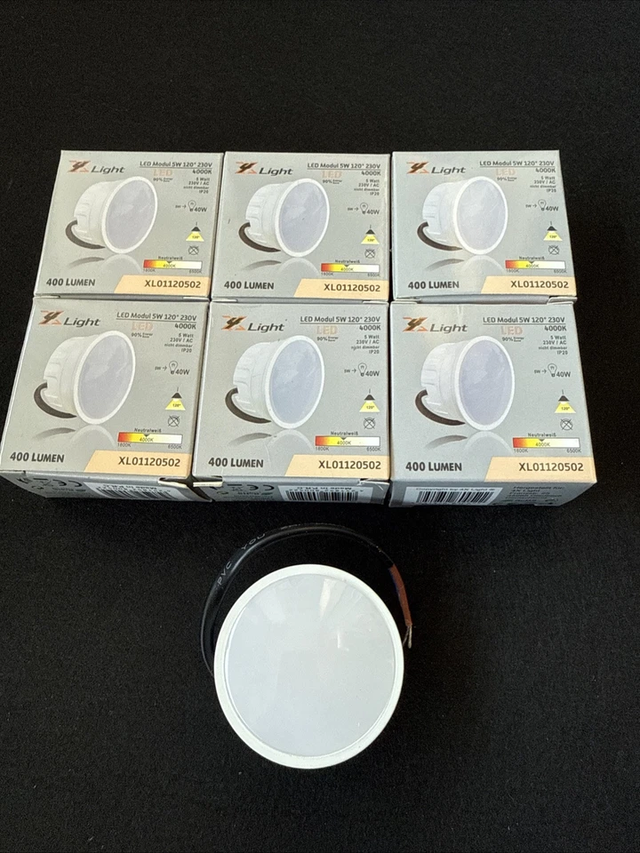 6x LED Modul 230V flach 5W Neutralweiß 4000K MR16 GU10 Strahler Ersatz 50x25mm - Bild 3 von 4