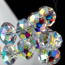 200 Pieces Briolette Crystal Glass Beads for Jewelry Making, 8MM Rondelle Crysta