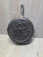 Vtg Lodge Cast Iron Largemouth Bass 10” 3 Notch Skillet - Wildlife Series