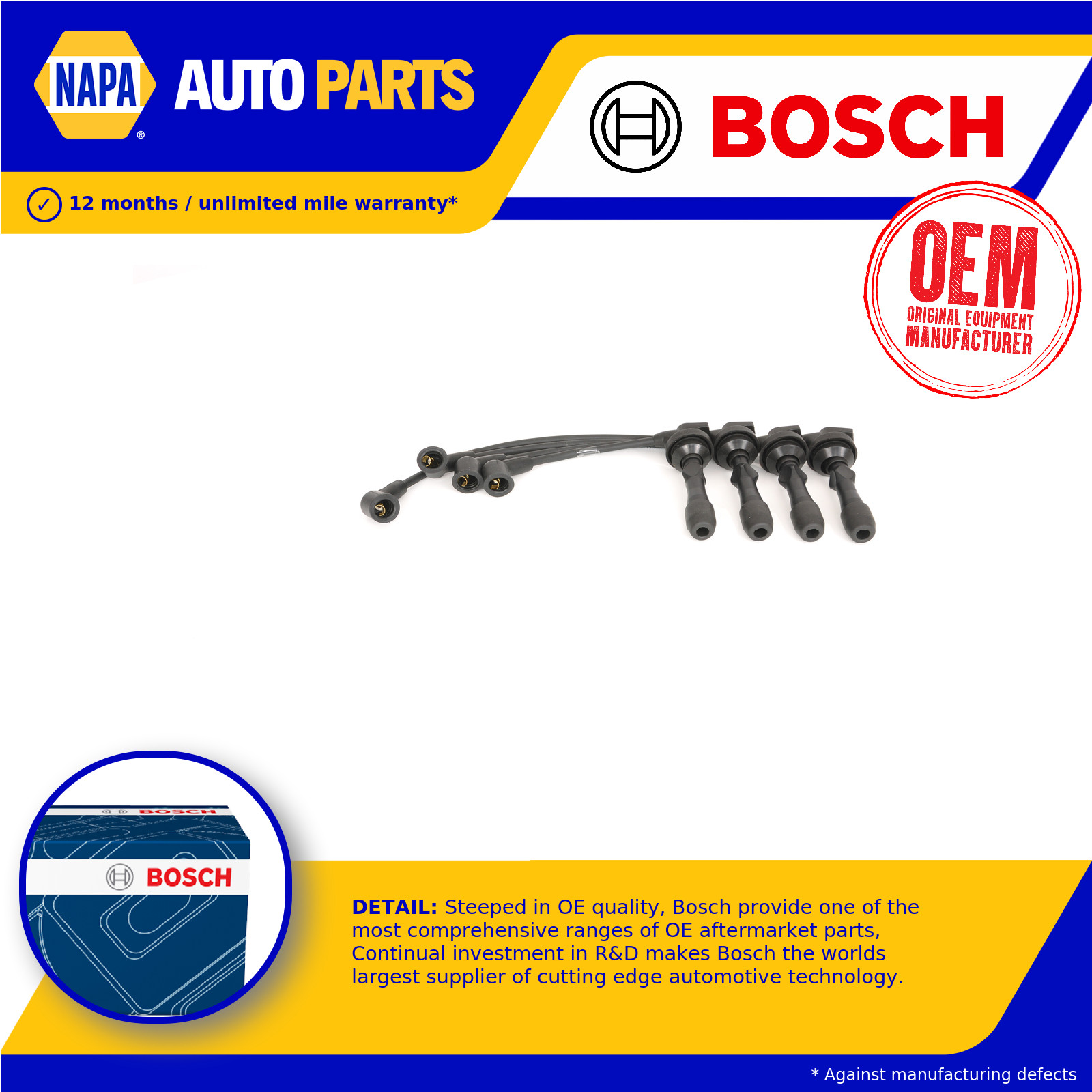 HT Leads Ignition Cables Set fits KIA PICANTO TA 1.2 11 to 17 G4LA Genuine Bosch