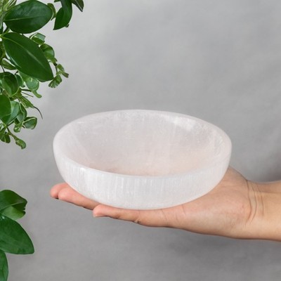 Selenite Bowl 5.5'', Cleansing, Protection, Crystal Holder, Crystal Gift & Decor