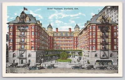 Vintage Hotel Portland Oregon White Border Postcard c1915-1930