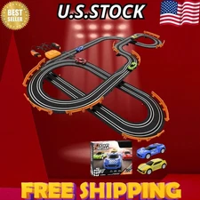 Slot Car Race Track Set with 4 Cars – Battery/Electric Dual Racing for Kids
