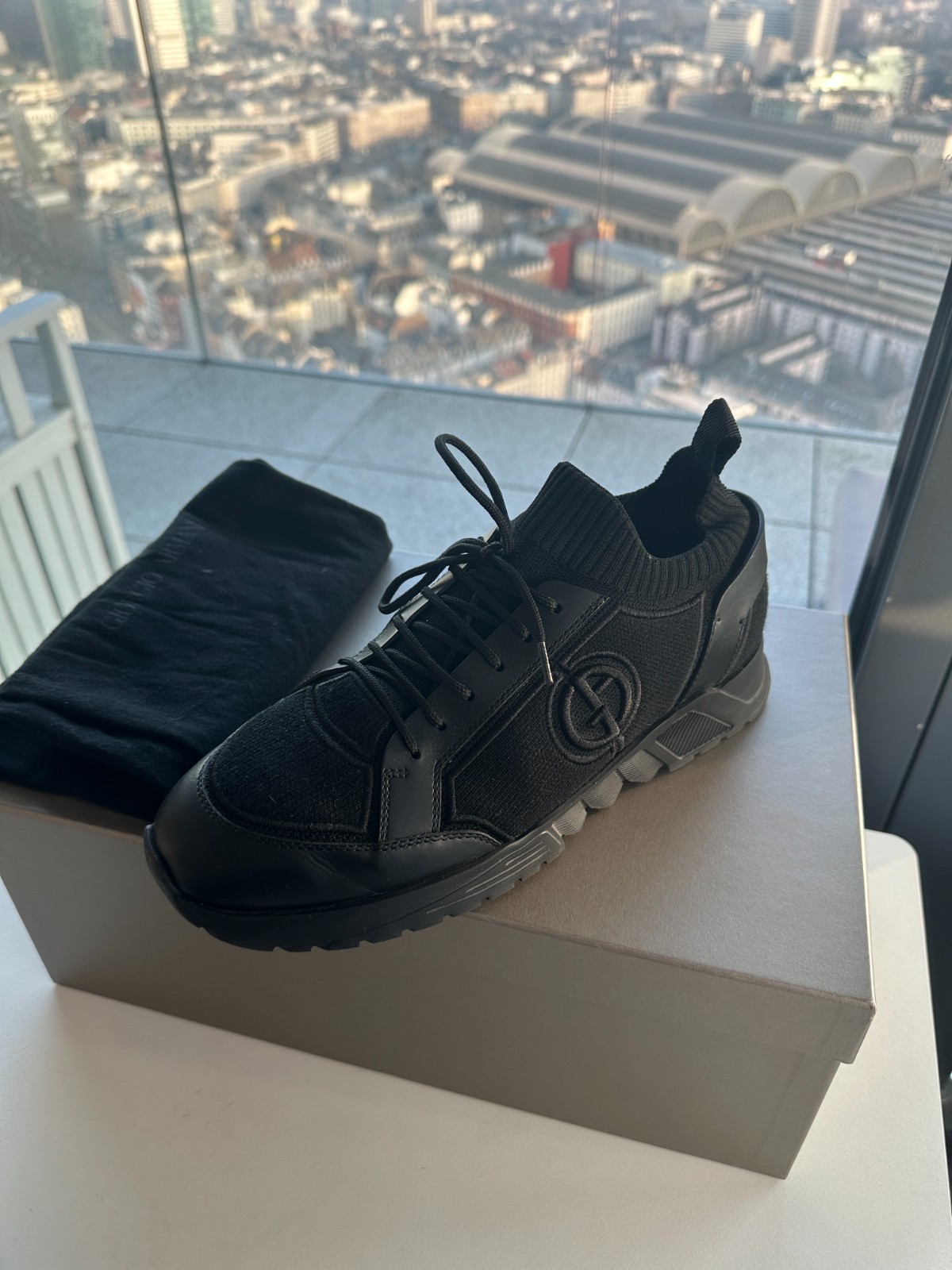 Giorgio Armani knit and leather sneakers 41.5 image 2
