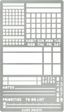 Aleks Melnyk No.423 Metal Stencil for Bullet Journaling, 10.2 cm x 17.8