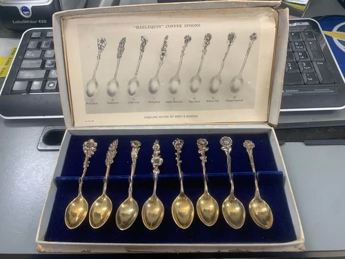 reed and barton harlequin coffee spoons sterling