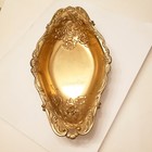 Art Nouveau Tray Gold Oval Ornate Floral Trinket Dish Bowl Catch All Vintage  — photo 9