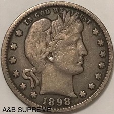 (1) Barber Quarter VF-XF Very Fine-Extremely Fine From Estate 90% Silver