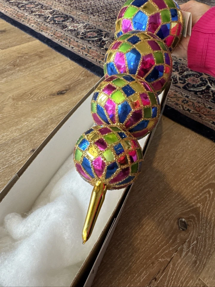 Rare 18" Christopher Radko Harlequin Quadruple Tier Ornament Finale Tree Topper - Image 3 of 4