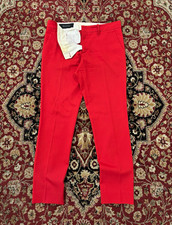 Gucci Women’s Red Solid Flat Front Dress Pants Wool/Silk FLAW SHOWN