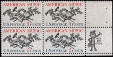 US #1252 MNH zip block of 4, 5c American Music