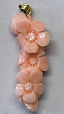 Vintage Chinese Hand Crafted Natural Undyed Pacific Floral Coral Pendant